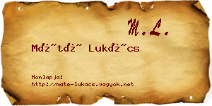 Máté Lukács névjegykártya